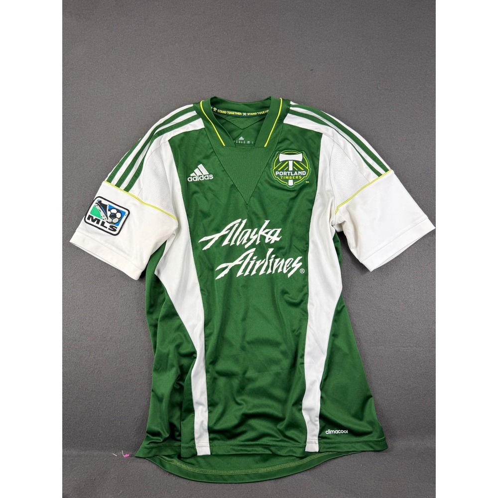 Adidas Mens Green 2013/14 Portland Timbers Home Jersey Alaska Airlines Logo M